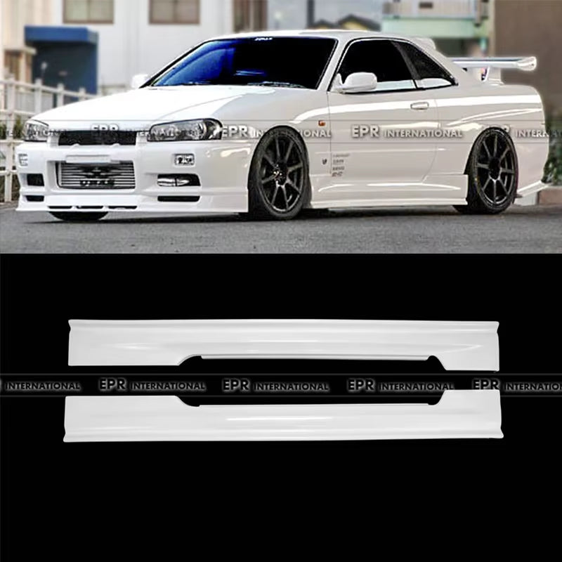 For Nissan Skyline R34 GTT URR Style FRP Side Skirts (2DR/4DR Optional) - OEM Fit 1998-2002