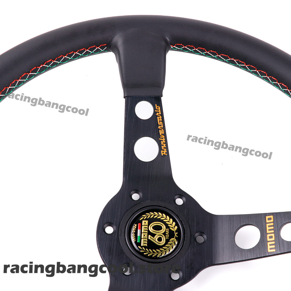 MOMO 60Th Anniversary 350Mm/14Inch Mid-Deep Leather Sport Steering Wheel