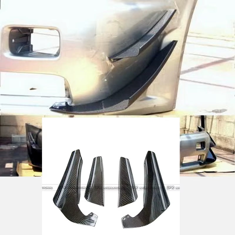 For Nissan Skyline R34 GTR Front Bumper Canards (4PCS) - Carbon Fiber Aero Splitters 1999-2002
