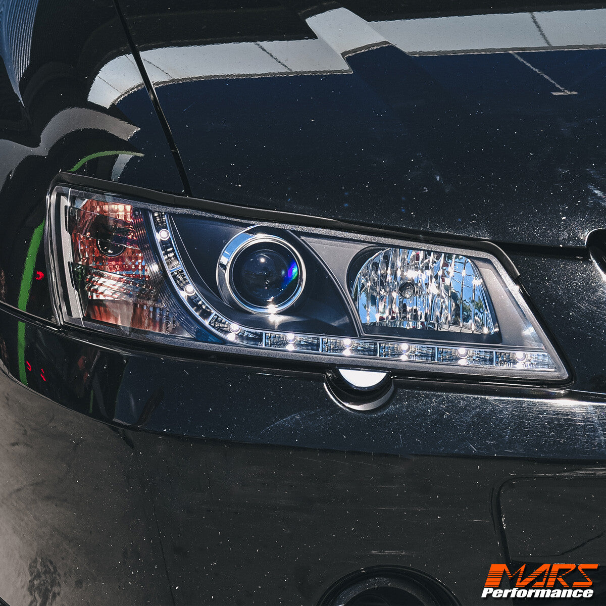 Black DRL LED Projector for Head Lights Holden Commodore VY UTE SEDAN WAGON