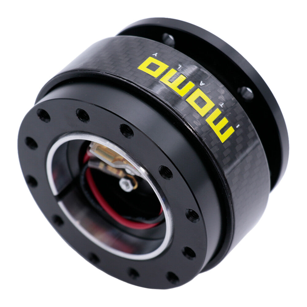 MOMO Black Carbon Fiber Steering Wheel Quick Release Hub Adapter Snap Boss Kit