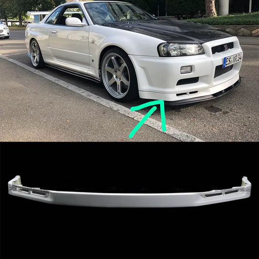 For Nissan Skyline R34 GTR OEM Style Front Bumper Center Lip - Carbon Fiber/Pu Lower Splitter 1999-2002