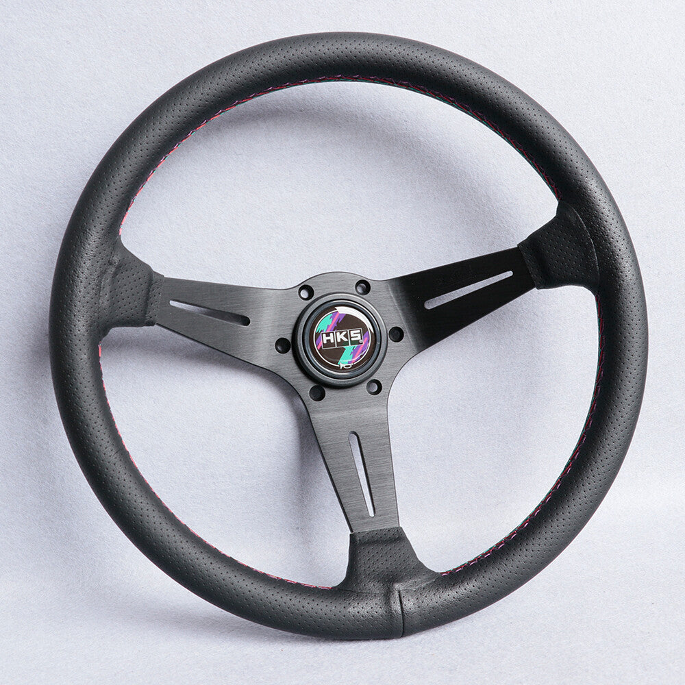 HKS Perforated Leather 3Colors Stitch Mid-Deep Dish Sport Steering Wheel 350Mm