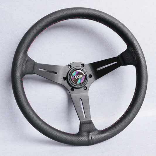 HKS Perforated Leather 3Colors Stitch Mid-Deep Dish Sport Steering Wheel 350Mm