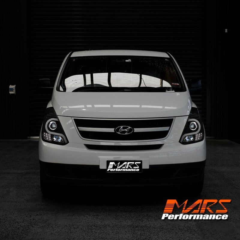 Black LED DRL Projector Head Lights for Hyundai Iload & Imax Van 2008-2018