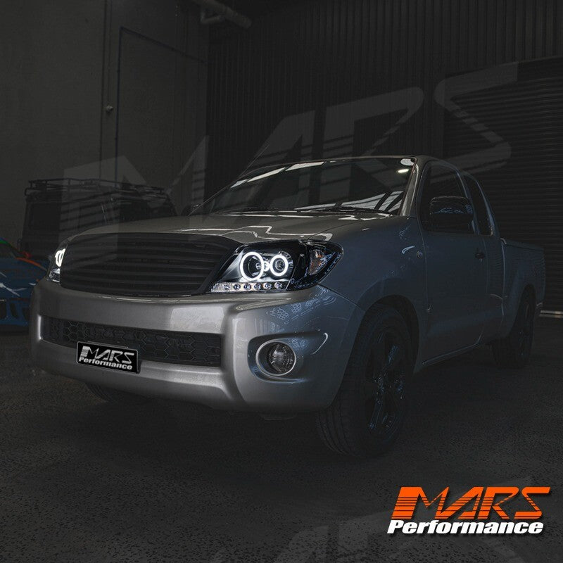 Black High Power LED DRL Halo Projector Headlights for TOYOTA HILUX VIGO 2005-11