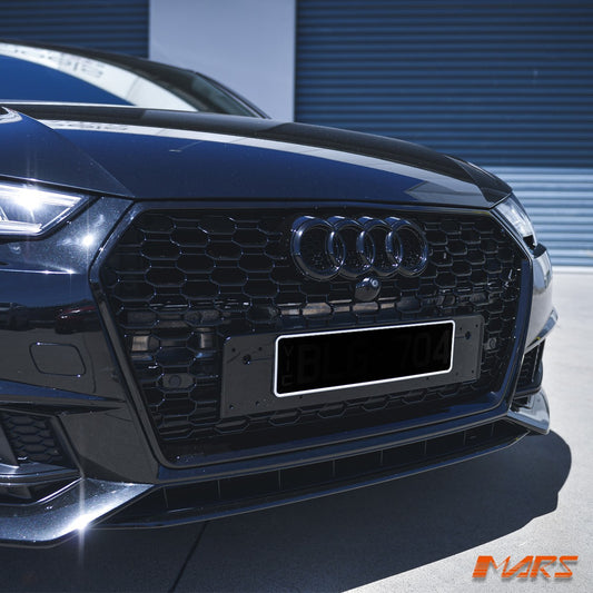 Gloss Black RS4 Style Bumper Bar Grill Grille for AUDI A4 S4 B9 2016-19 Bodykit