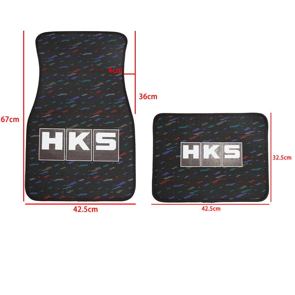 4Pcs/Set JDM HKS Le Mans Confetti Fabric Floor Mats Car Interior Carpets