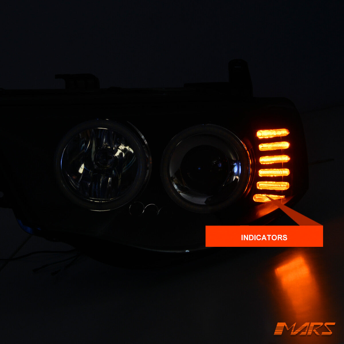 Black LED Angel Eyes Projector Headlights for Mitsubishi Triton 2006-2015 UTE