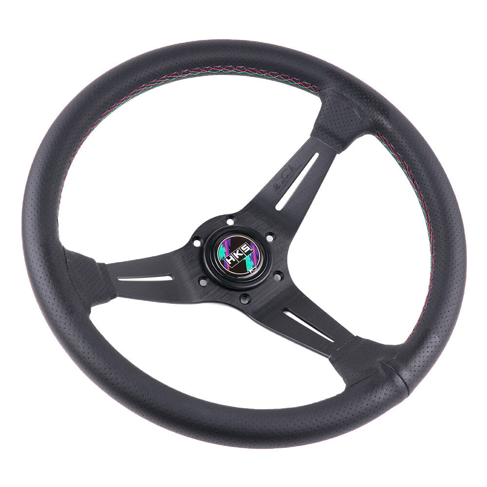 HKS Perforated Leather 3Colors Stitch Mid-Deep Dish Sport Steering Wheel 350Mm