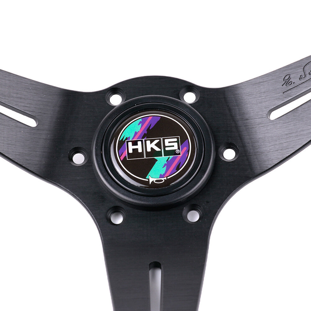 HKS Perforated Leather 3Colors Stitch Mid-Deep Dish Sport Steering Wheel 350Mm