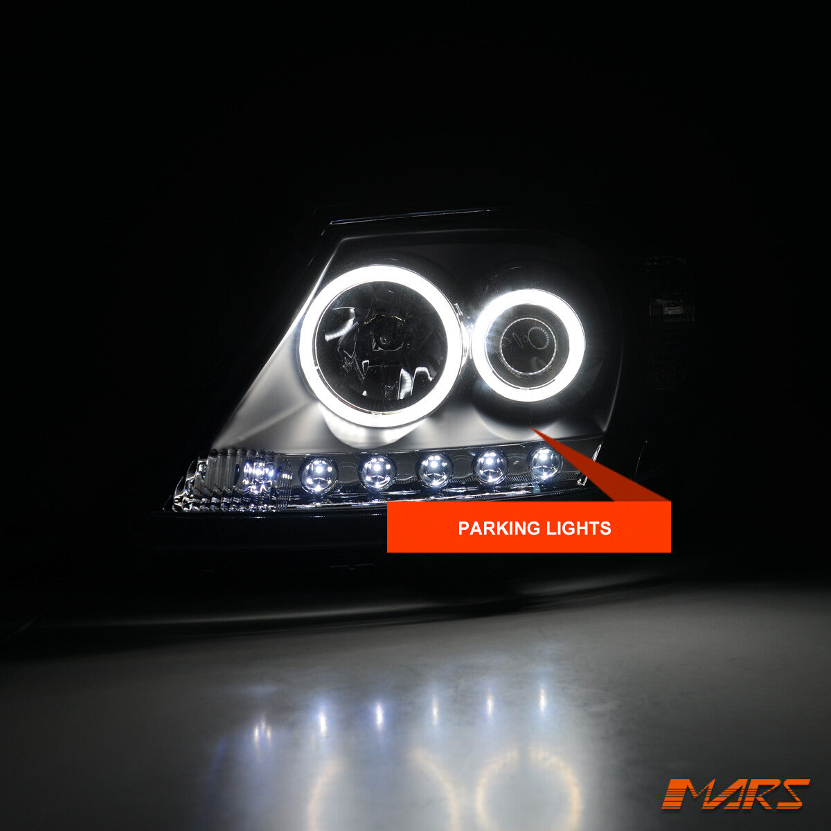 Black High Power LED DRL Halo Projector Headlights for TOYOTA HILUX VIGO 2005-11