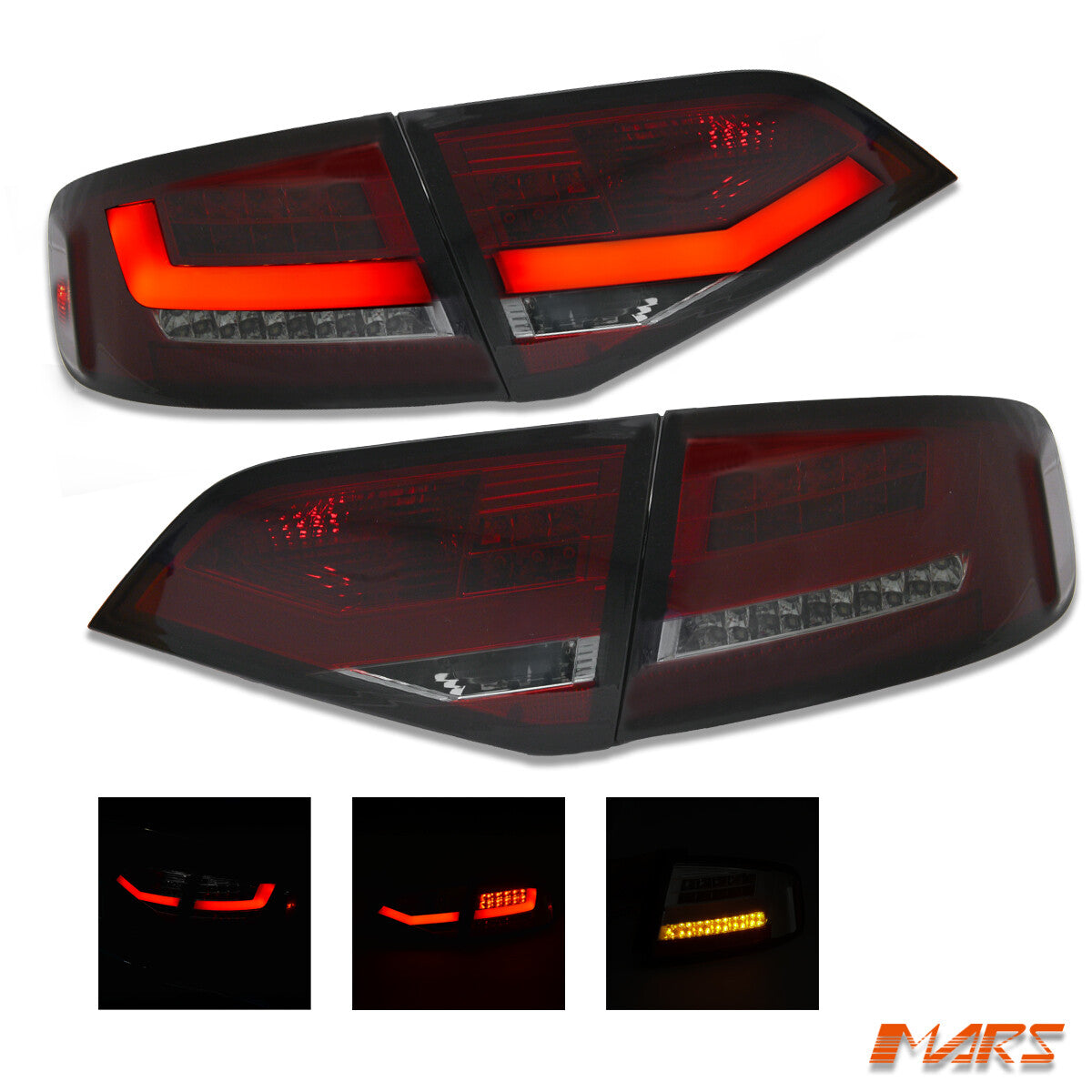 Smoked Red 3D LED Tail Lights for AUDI A4 B8 Sedan -Replace Stock Non LED Lights