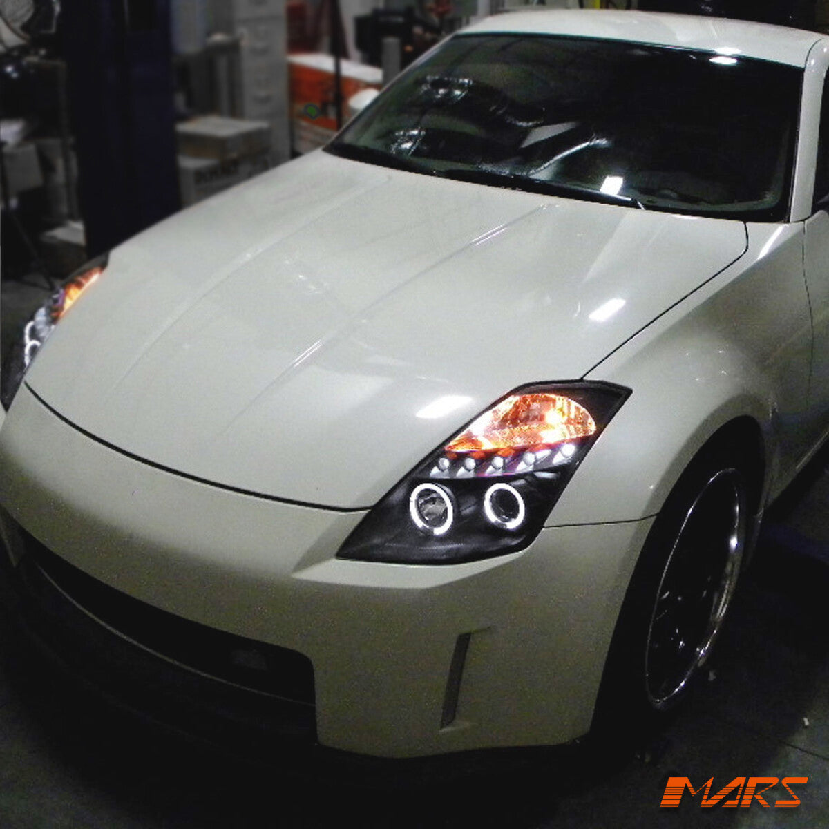 Black LED DRL HALO Projector Head Lights for Nissan 350Z Z33 2003-2005 Fairlady
