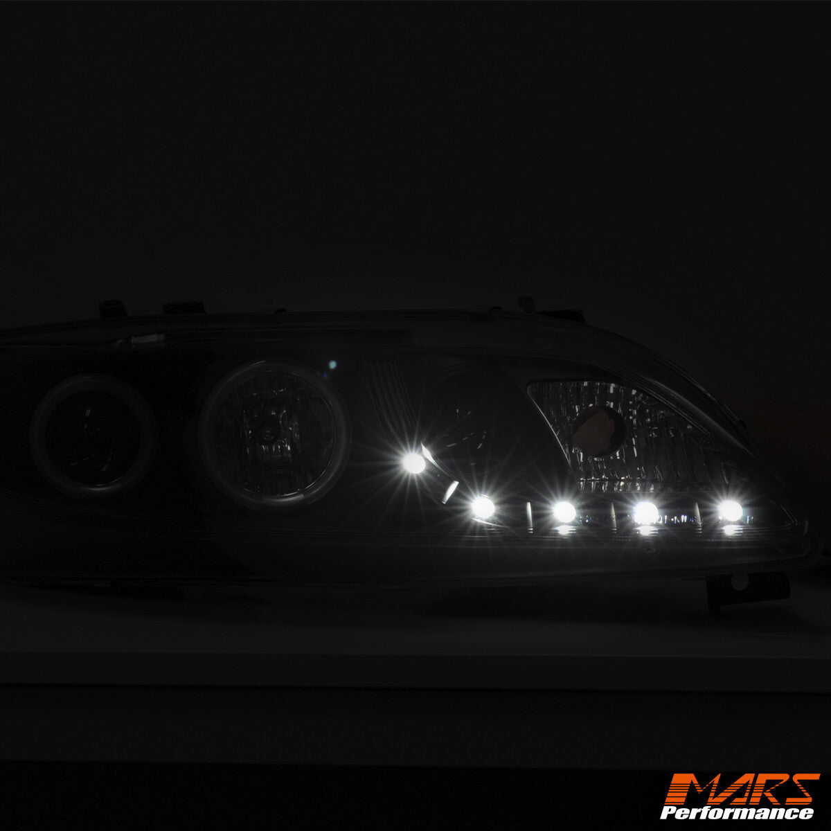 Black DRL LED CCFL Angel-Eye Projector Head Lights for Mazda 6 02-07 Sedan Hatch