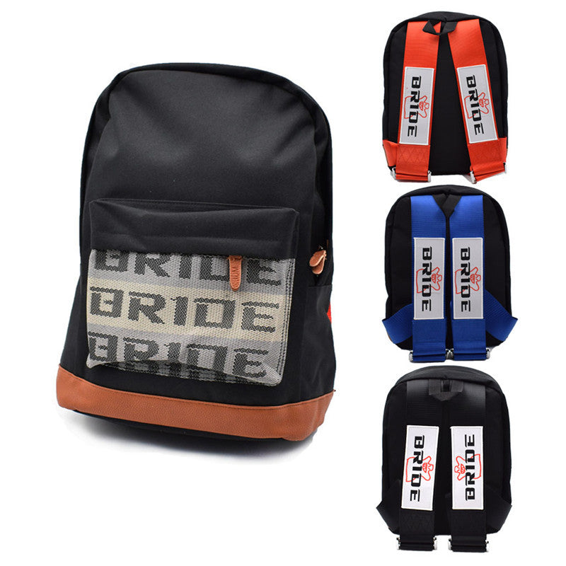 JDM Style Bride Fabric Backpack Racing Seat Belt Harness Straps Shoulders Bag