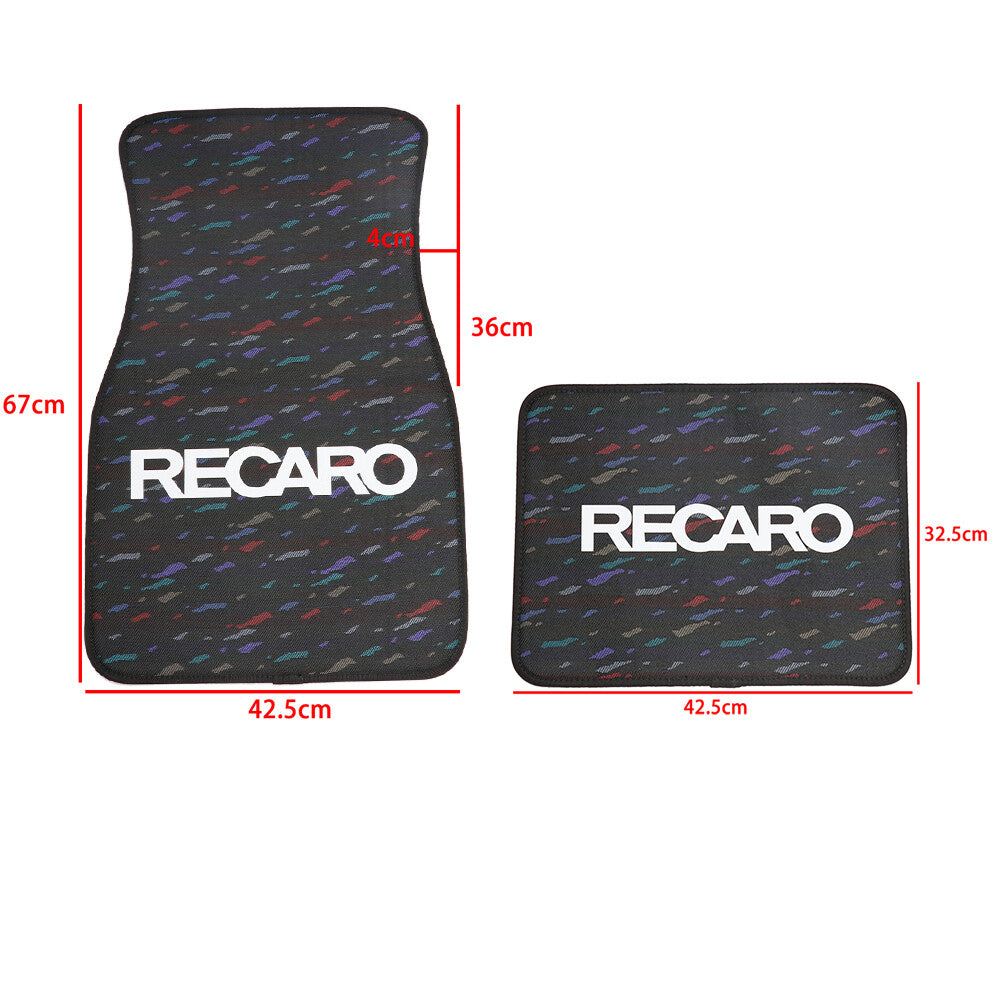 4Pcs/Set RECARO Le Mans Confetti Fabric Floor Mats Car Interior Carpets