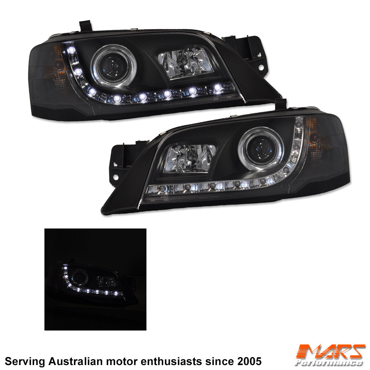 Black DRL LED Projector Head Lights for Ford Territory SX SY 2004-2008 Headlight