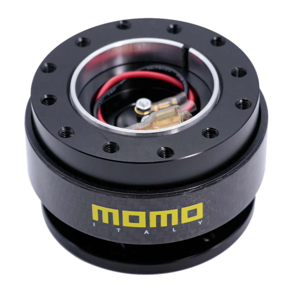MOMO Black Carbon Fiber Steering Wheel Quick Release Hub Adapter Snap Boss Kit