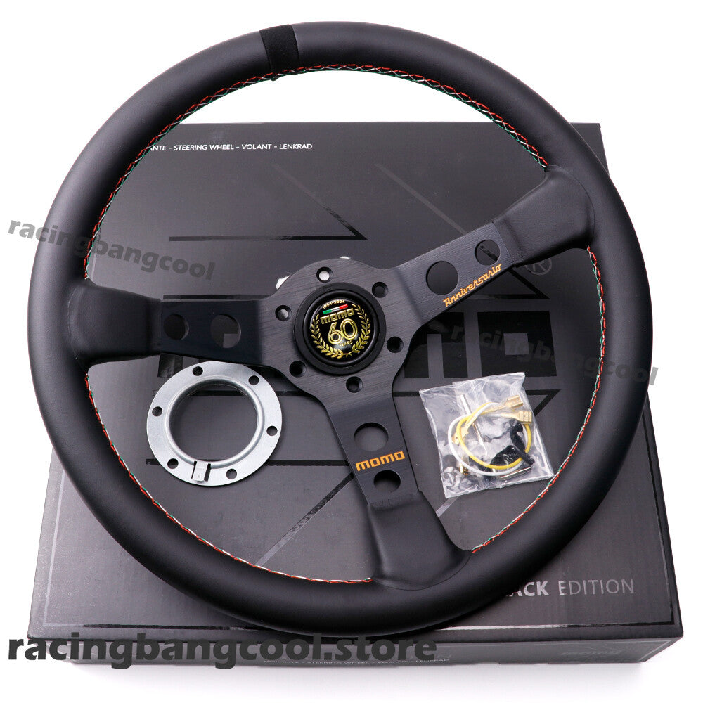 MOMO 60Th Anniversary 350Mm/14Inch Mid-Deep Leather Sport Steering Wheel