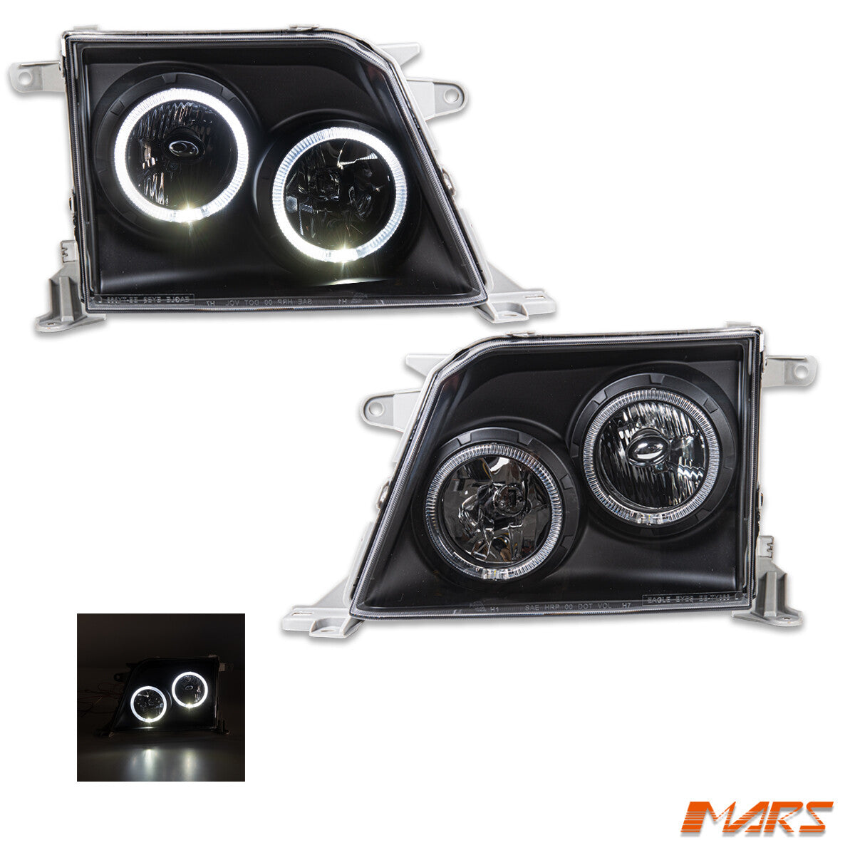 Black Angel Eyes Projector Head Lights for Toyota LAND-CRUISER Prado FJ90 LC90