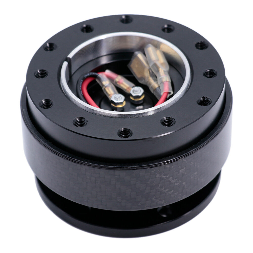 MOMO Black Carbon Fiber Steering Wheel Quick Release Hub Adapter Snap Boss Kit