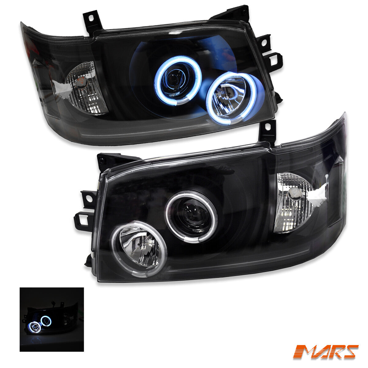 JDM Black CCFL Angel-Eyes Projector Head Lights for TOYOTA HIACE VAN 2005-10