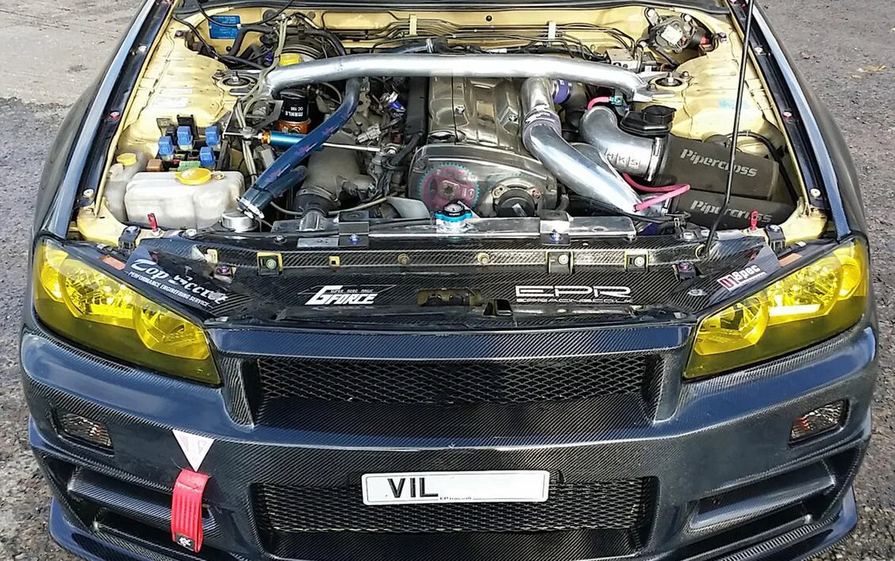 For Nissan Skyline R34 GTR GARA Defend Style Carbon Fiber Glossy Finished Performance Line Cooling Panel Interior Body Kits