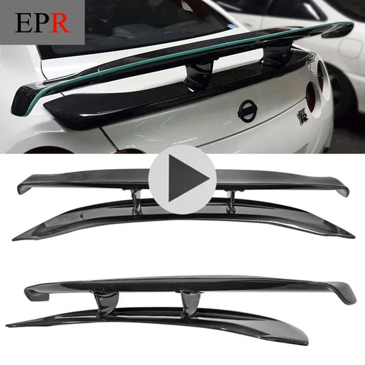 Car-Styling for Nissan R35 GTR Carbon Fiber VRS Style Hyper Narrow GT Spoiler Rear Trunk Wing Lips (Use OEM Brake Lights)
