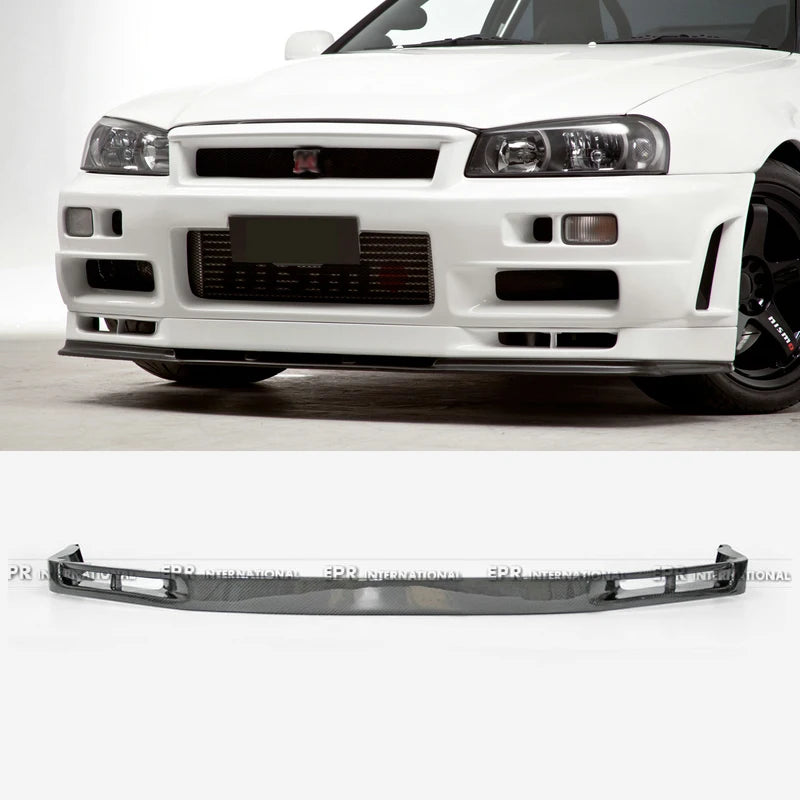 For Nissan Skyline R34 GTR NIS Style Front Bumper Lip - Carbon Fiber Splitter 1999-2002