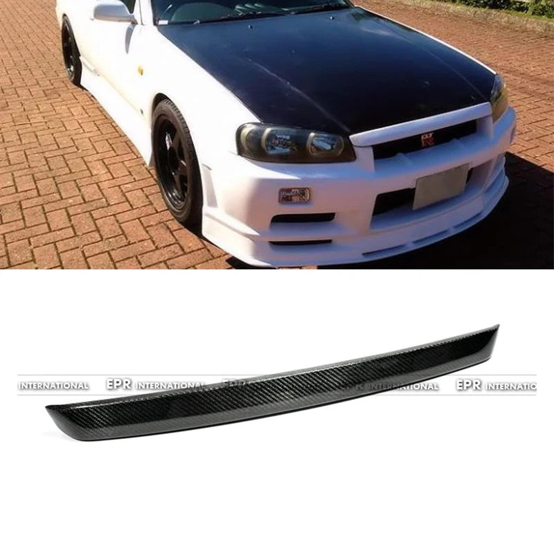 For Nissan Skyline R34 Type-R URAS Type-2 Bonnet Lip - Carbon Fiber/Jdm Aero Edge 1999-2002