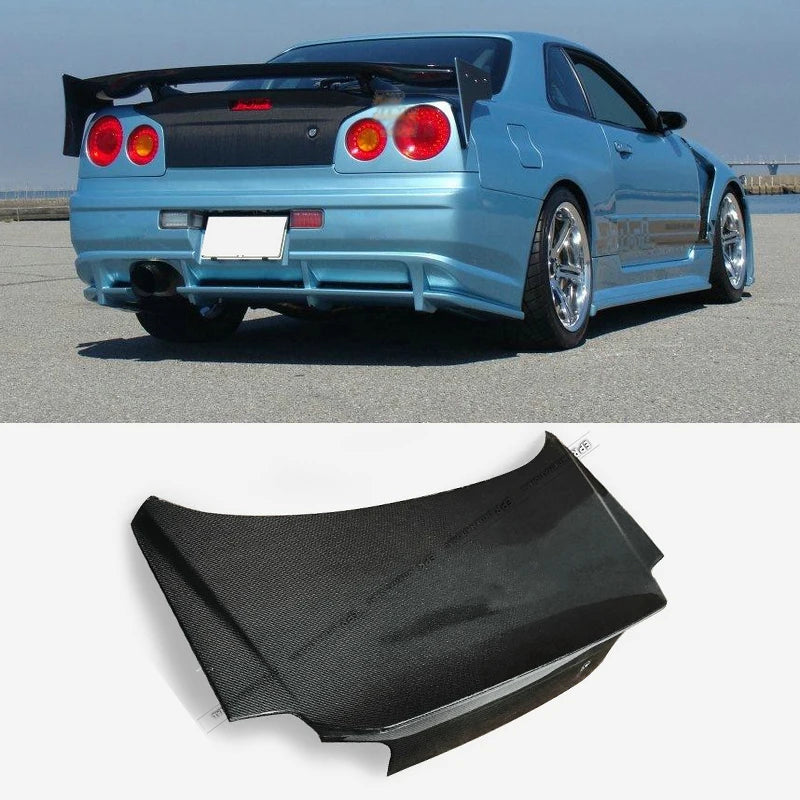 For Skyline R34 GTR GTT DL Type Trunk (With Brake Light Hole, with Key Hole)