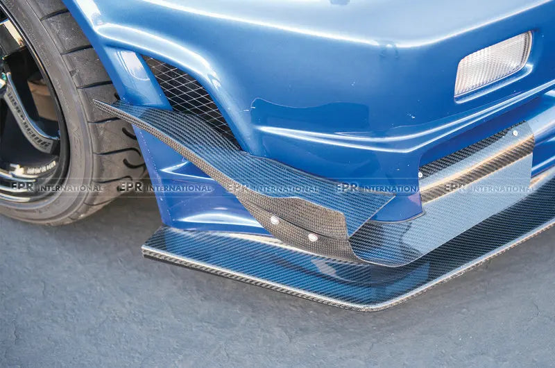 For Nissan Skyline R34 GTR as Type Front Bumper Canard Set (4PCS) - Real Carbon Fiber Aero Lip Splitters for GTR V-Spec 99-02
