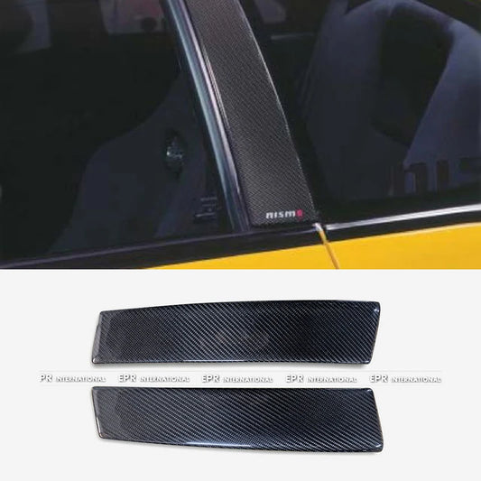 For Nissan Skyline R34 GTR Carbon Fiber B-Pillar Covers - OEM Style Exterior Trim 1999-2002