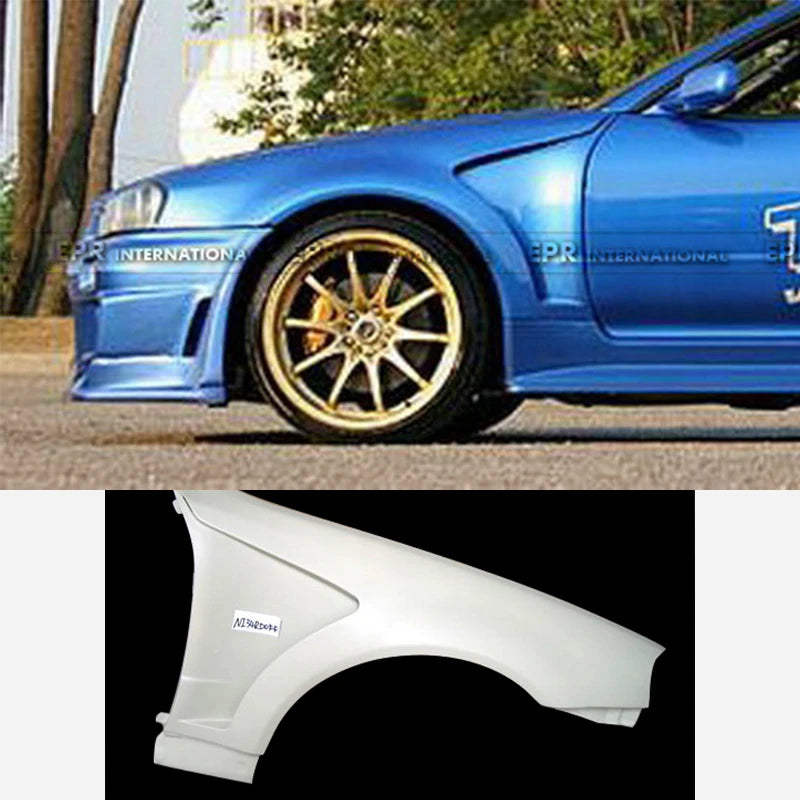 For Nissan Skyline R34 GTR Do-Luck Style Front Fenders - Dry Carbon Fiber/Frp Widebody Pair 1999-2002