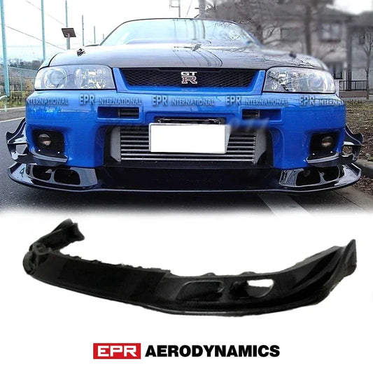 Eprfor Nissan R33 Skyline GTR Carbon Fiber Black Glossy Finished as Style Front Bumper Lip Accessories Exterior Body Kitcar Part