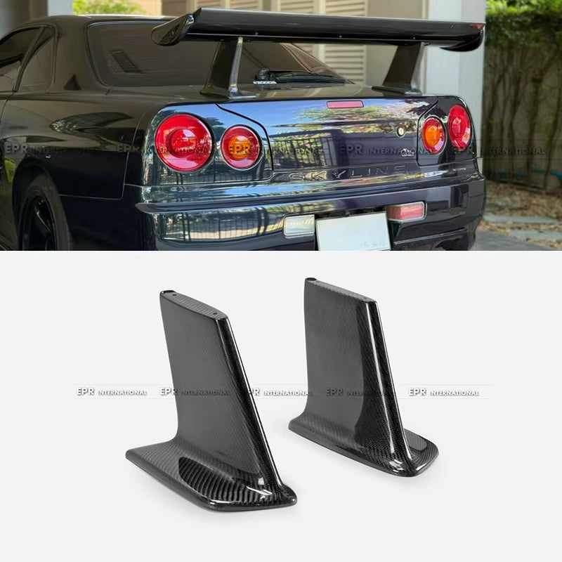 For Nissan Skyline R34 GTR BNR34 SP Type Carbon Fiber Spoiler Stand - Rear Wing Risers 1999-2002