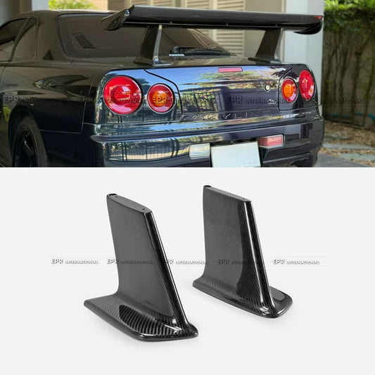 For Nissan Skyline R34 GTR BNR34 SP Type Carbon Fiber Spoiler Stand - Rear Wing Risers 1999-2002