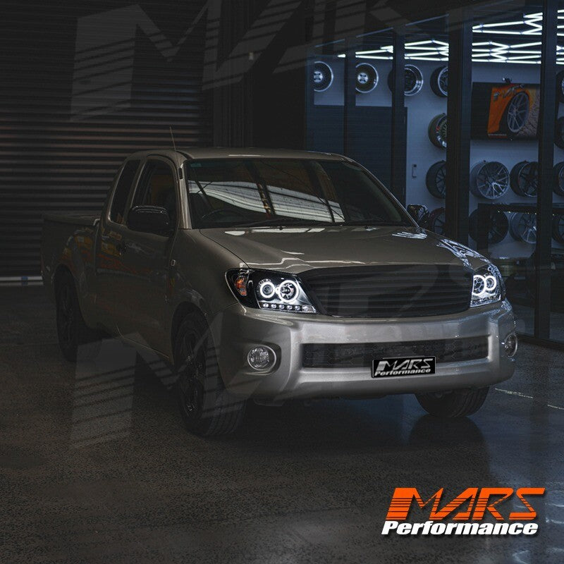 Black High Power LED DRL Halo Projector Headlights for TOYOTA HILUX VIGO 2005-11