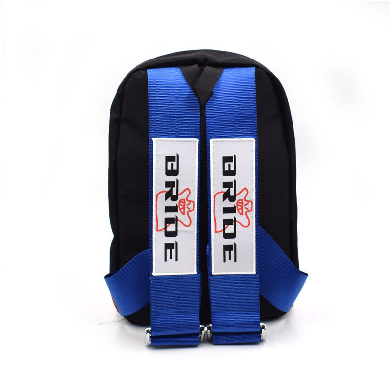 JDM Style Bride Fabric Backpack Racing Seat Belt Harness Straps Shoulders Bag