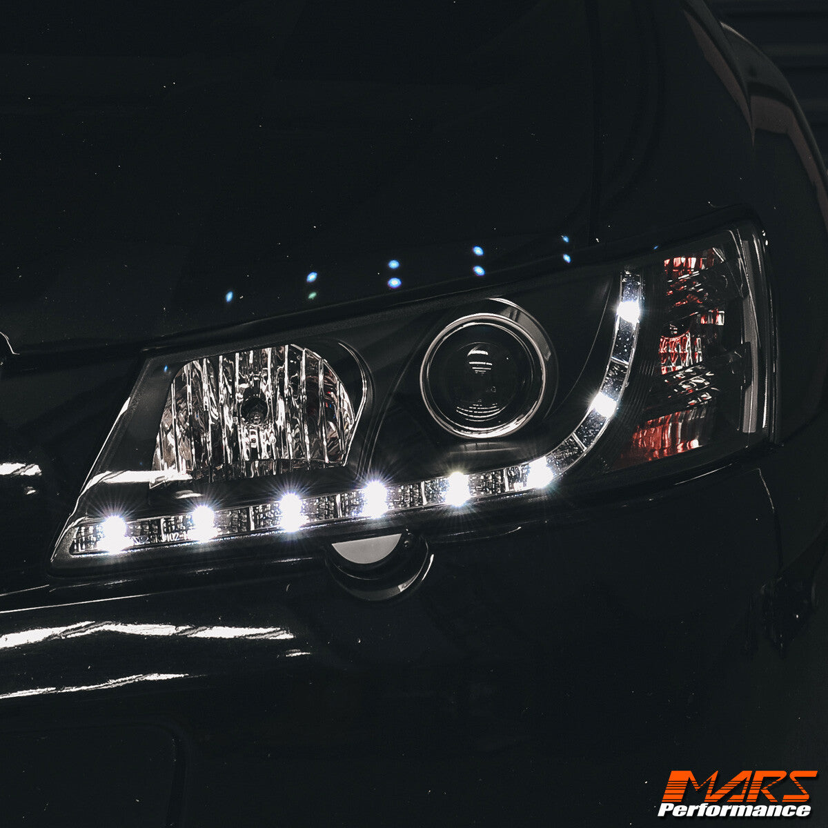 Black DRL LED Projector for Head Lights Holden Commodore VY UTE SEDAN WAGON