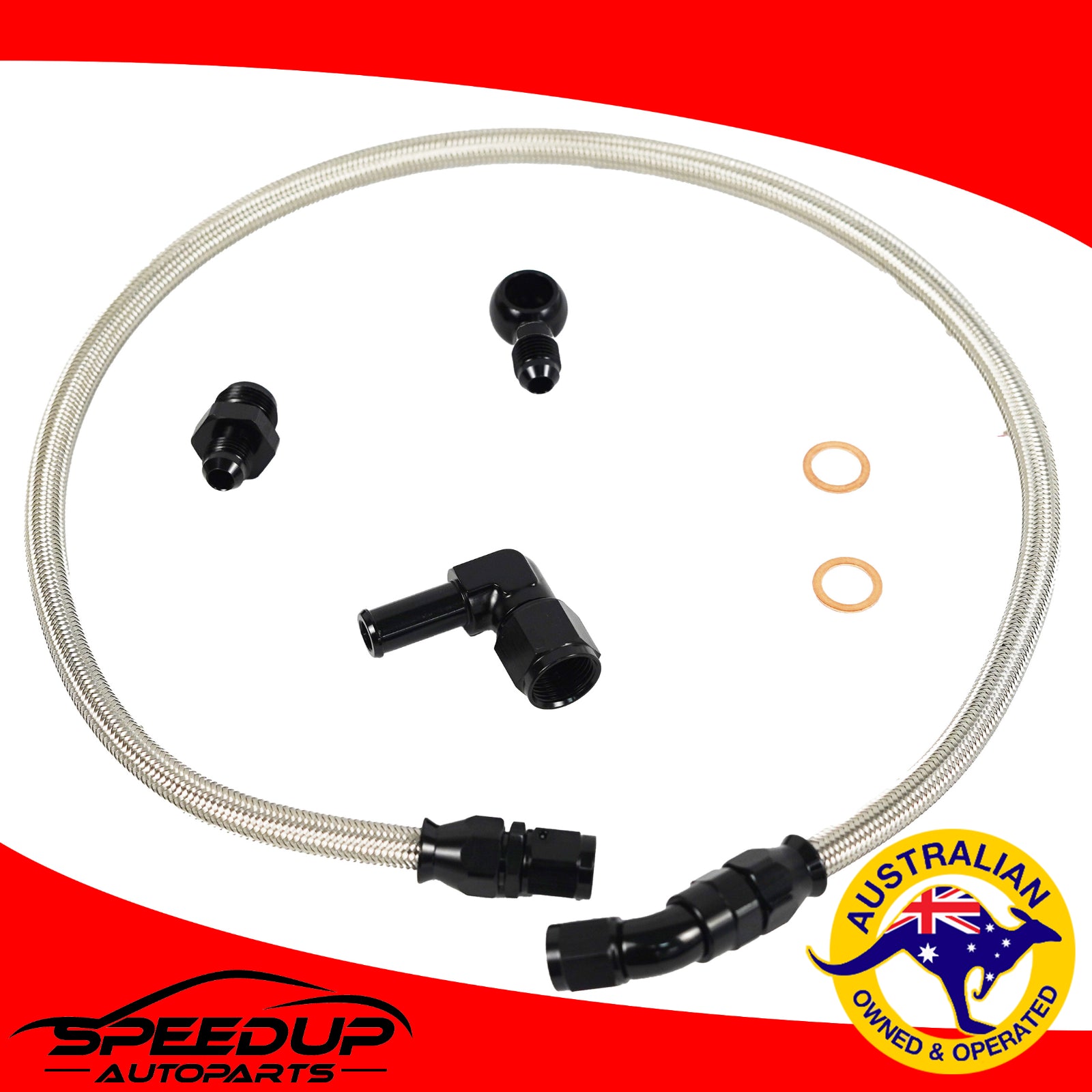 Braided Turbo Water Feed Line Kit for Ford Falcon Barra BA BF FG XR6 G6E 4.0L
