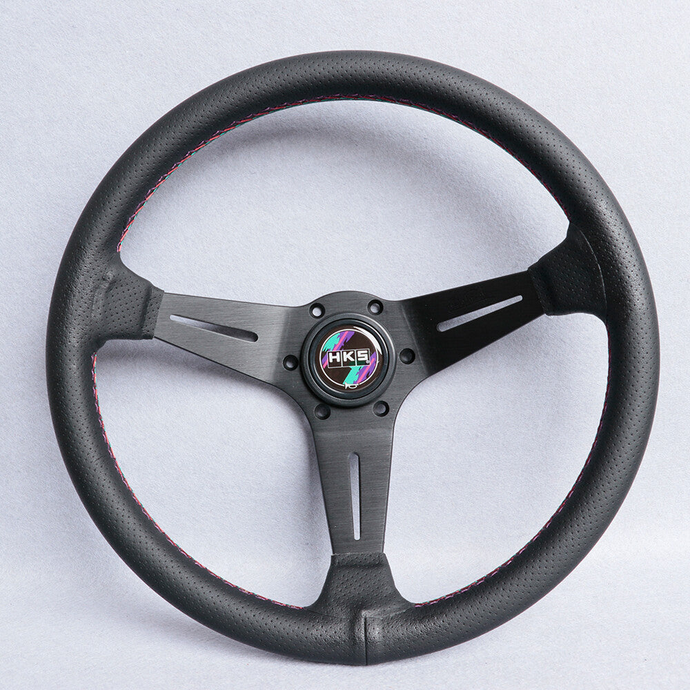 HKS Perforated Leather 3Colors Stitch Mid-Deep Dish Sport Steering Wheel 350Mm