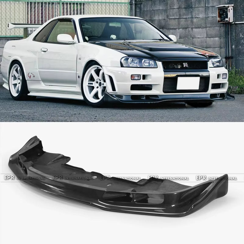 For Nissan Skyline R34 GTR Autoselect Front Lip W/ Undertray - Carbon Fiber Splitter 1999-2002