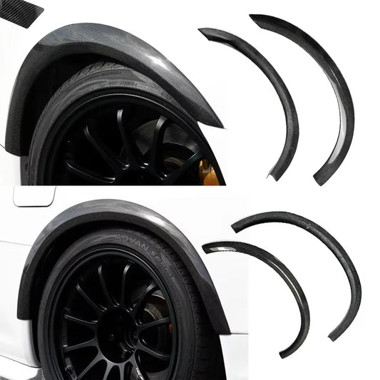 Car Styling for Nissan R34 GTR Superior AC Style Carbon Fiber Fender Flares 4Pcs Glossy Fibre Finish Wheel Arch Body Kit Trim