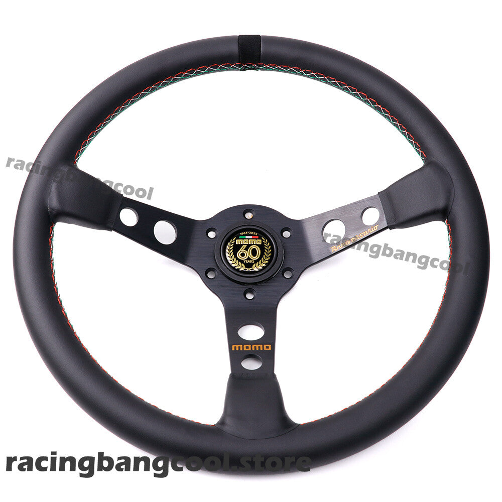MOMO 60Th Anniversary 350Mm/14Inch Mid-Deep Leather Sport Steering Wheel