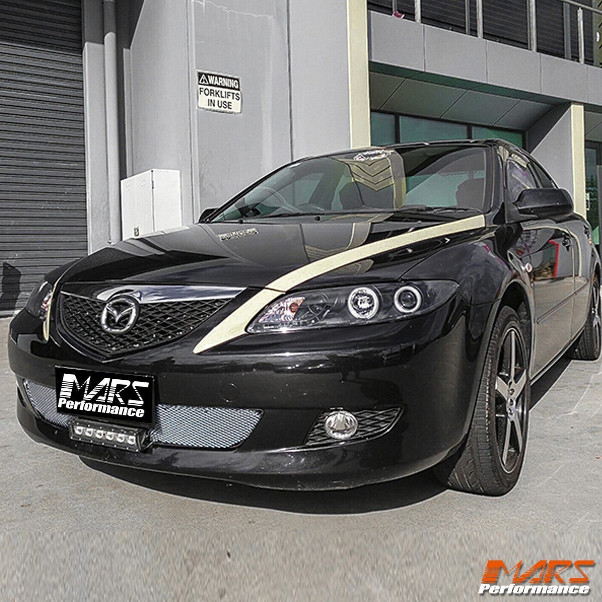Black DRL LED CCFL Angel-Eye Projector Head Lights for Mazda 6 02-07 Sedan Hatch
