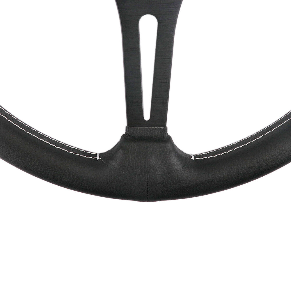 370Mm MOMO Italy Leather Black Spoke Sport Steering Wheel
