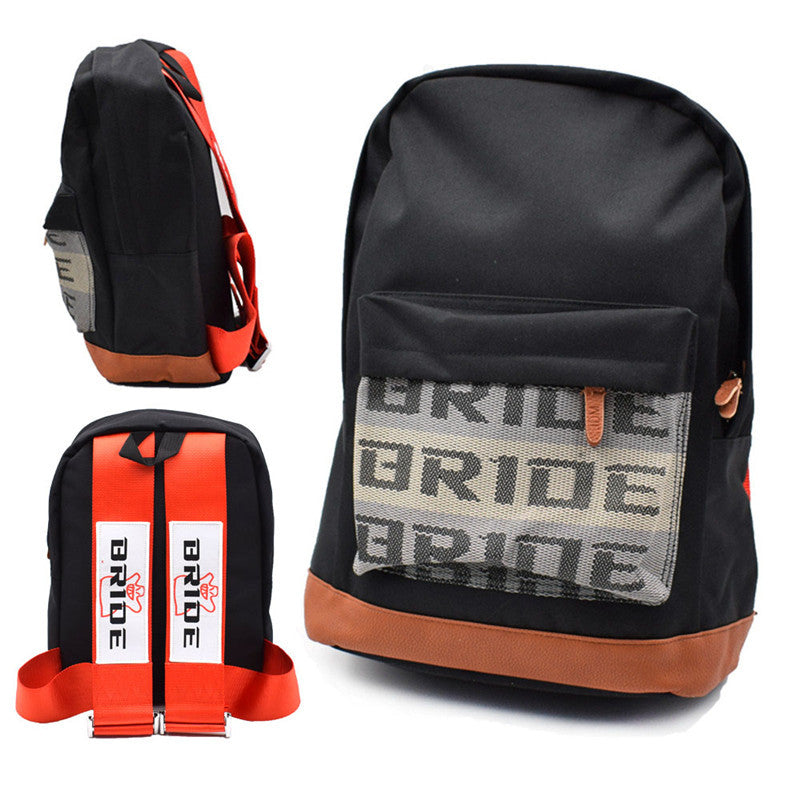 JDM Style Bride Fabric Backpack Racing Seat Belt Harness Straps Shoulders Bag