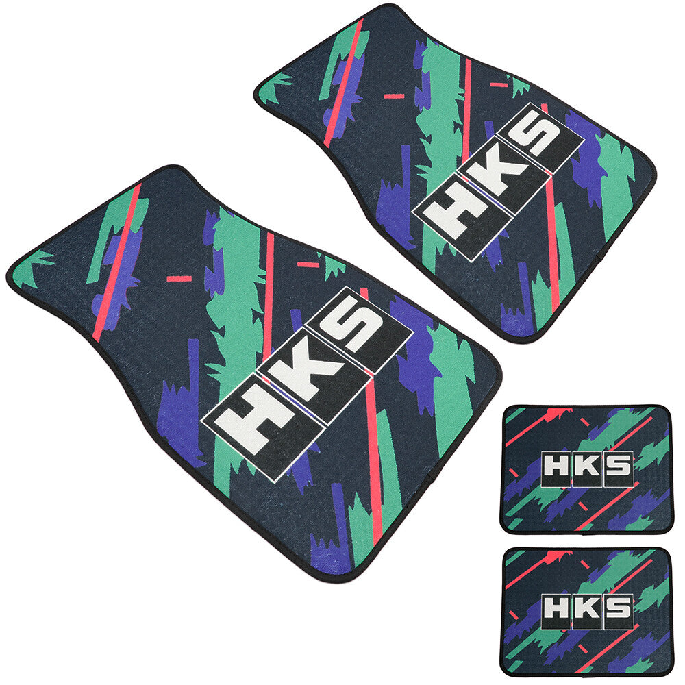 4Pcs/Set JDM HKS Le Mans Confetti Fabric Floor Mats Car Interior Carpets